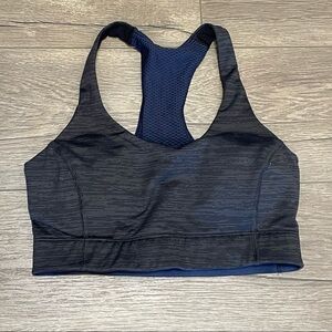 OUTDOOR VOICES Doing Things Sports Bra Black Blue Sz XS Mesh Racerback Yoga.